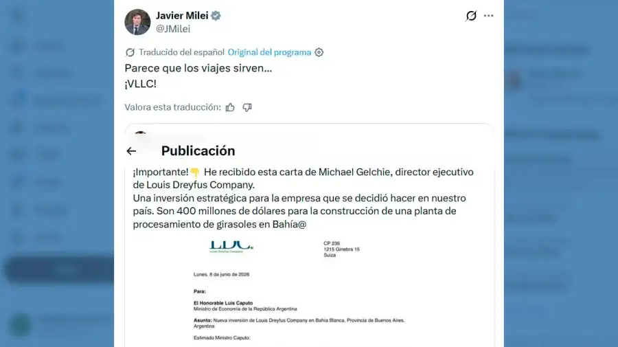 X Javier Milei 08062026