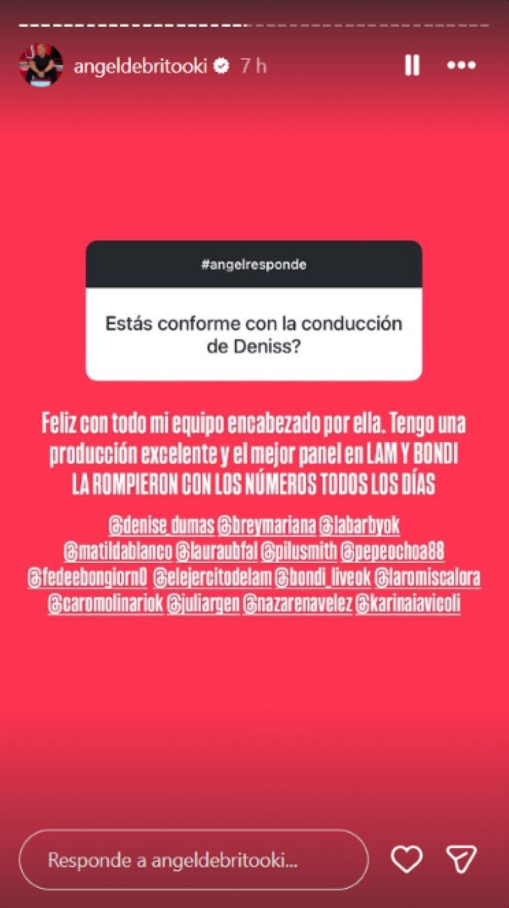 Ángel de Brito opinó sobre la conducción de Denise Dumas en LAM
