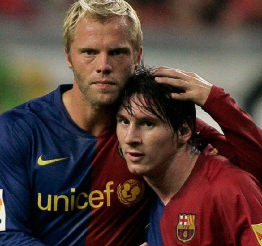 Eiour Gudjohnsen y Leo Messi