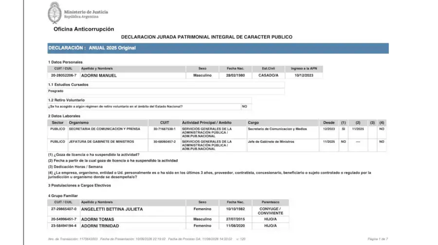 DECLARACIÓN JURADA MANUEL ADORNI 11062026