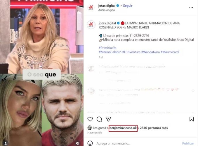 Reacción de Benjamín Vicuña