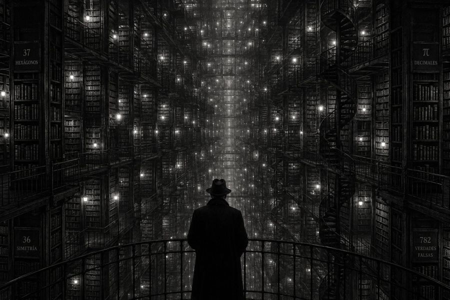 Biblioteca de Babel representada por Chat GPT