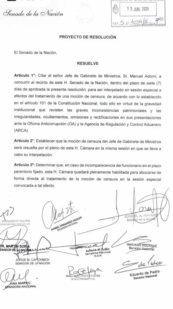 Comunicado Adorni