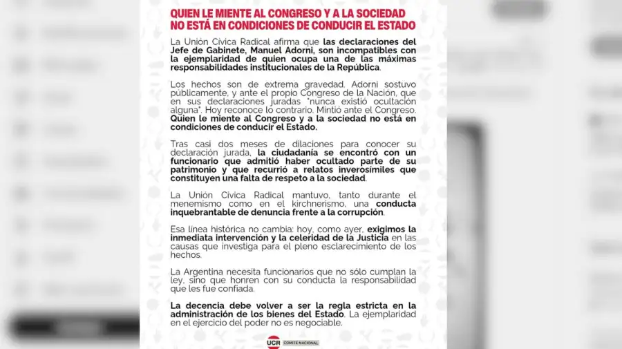 Comunicados Adorni