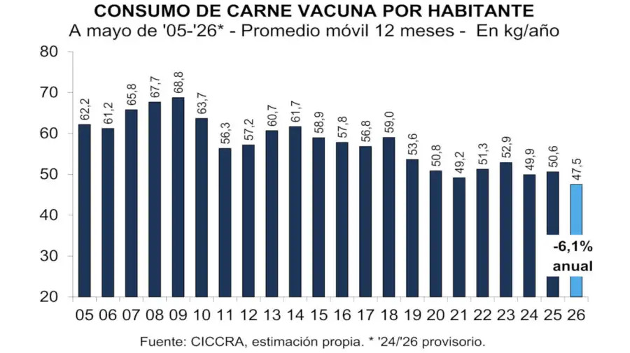 Consumo de carne vacuna 12062026