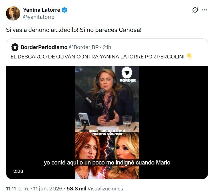 Yanina Latorre contra María Julia Oliván