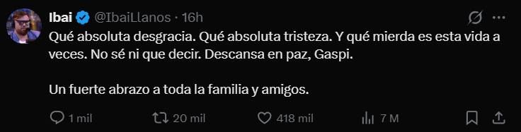 De Mario Pergolini a Juli Savioli y Marcelo Tinelli, los mensajes de famosos para despedir a Gaspi tras su trágica muerte