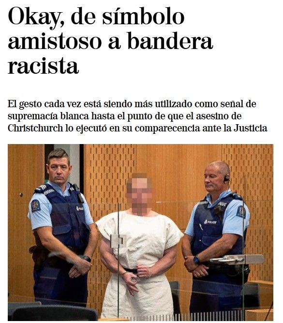 OK, gesto de supremacía del poder blanco