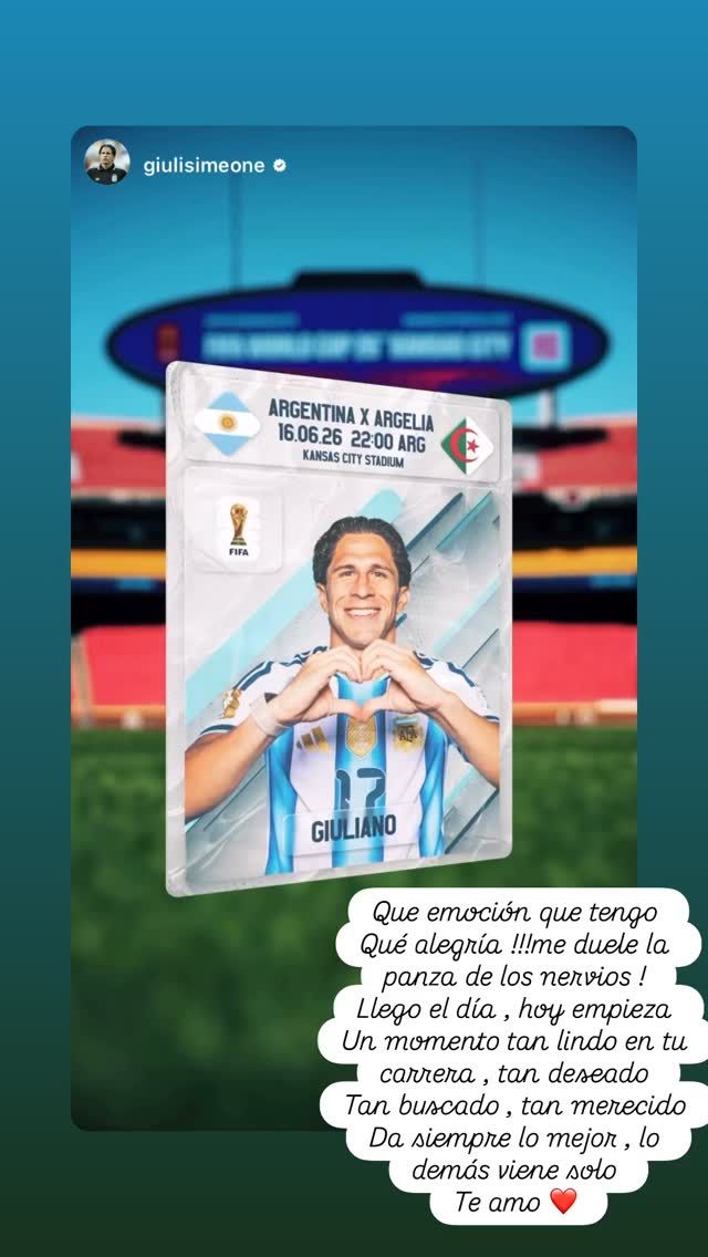 El emotivo mensaje de Carolina Baldini por el debut de su hijo, Giuliano Simeone, en el Mundial
