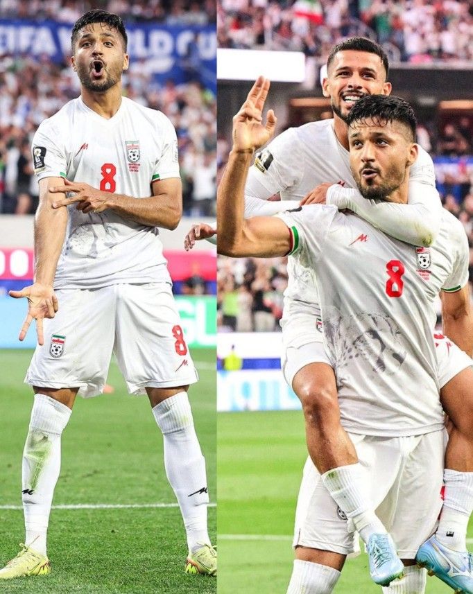 Mohammad Mohebi, un jugador del equipo del Régimen Islámico de Irán, realizó un gesto simbólico de disparo 