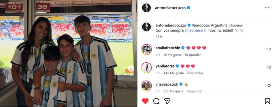 Antonela Roccuzzo celebró el partido de Lionel Messi