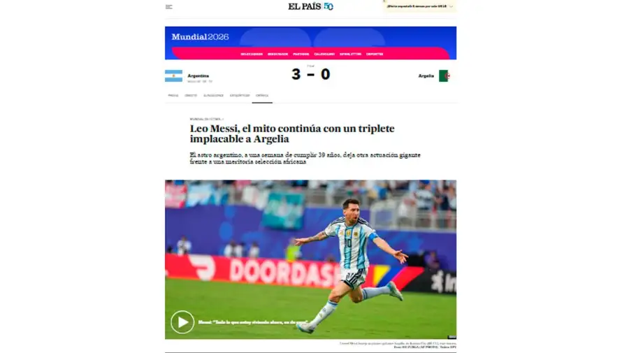 Cobertura Internacional de Messi 17062026