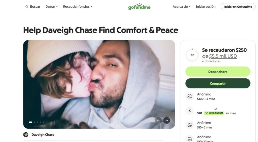 GoFundMe para Daveigh Chase