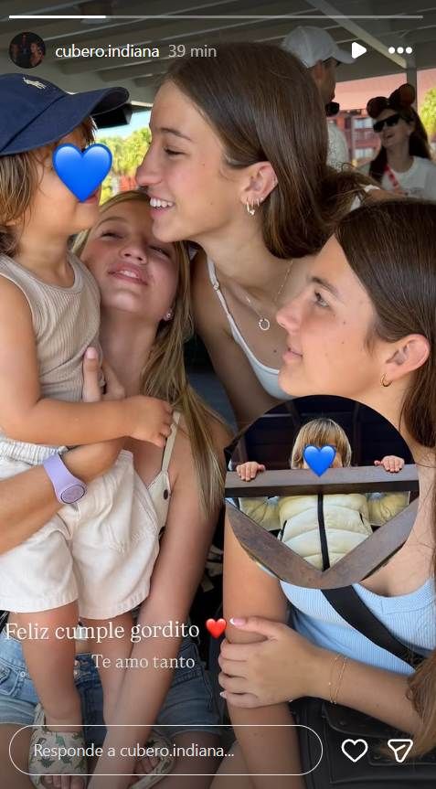 Allegra e Indiana Cubero celebraron el cumpleaños de su hermano, Cruz Urcera, con tiernos mensajes