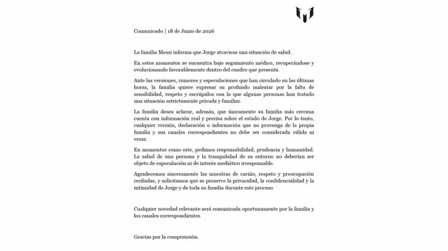Comunicado de la Familia de Messi 18062026