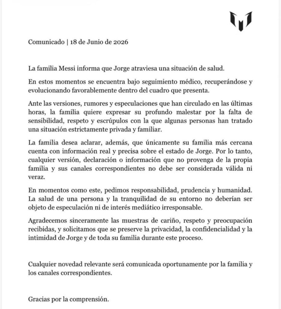 El comunicado de la familia de Lionel Messi