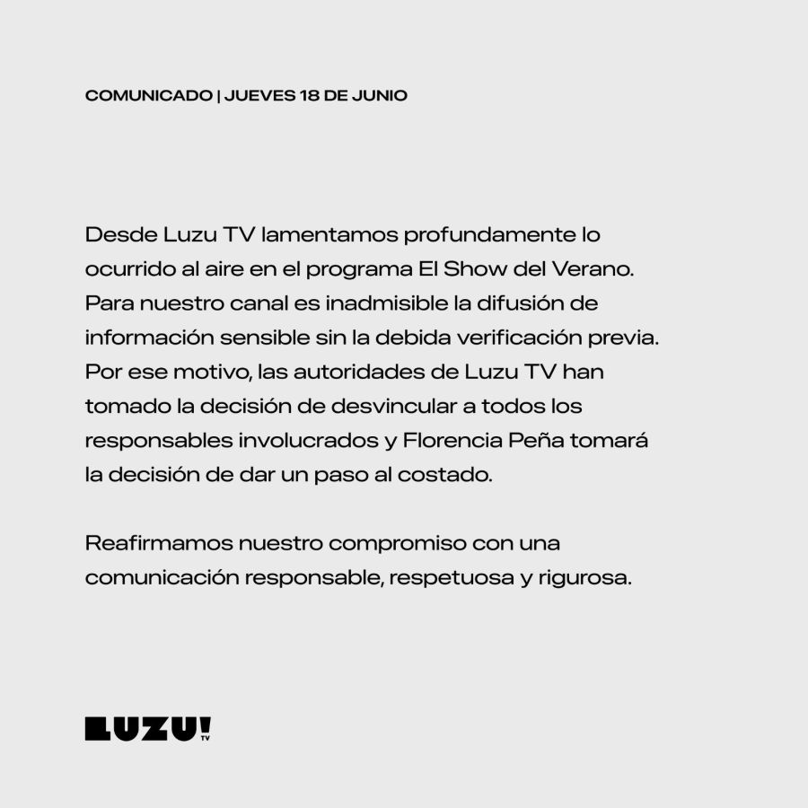 El comunicado de Luzu por Florencia Peña