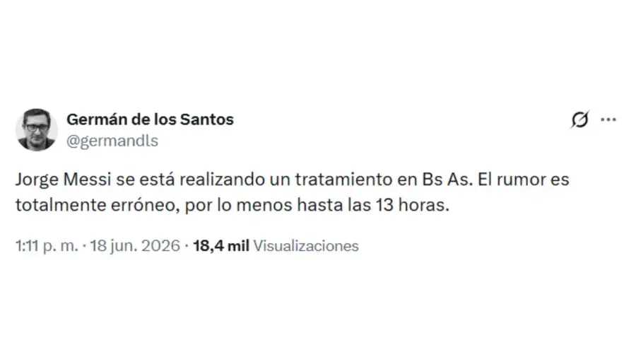 Germán de los Santos sobre la salud de Jorge Messi