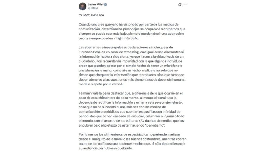 Javier Milei contra Florencia Peña