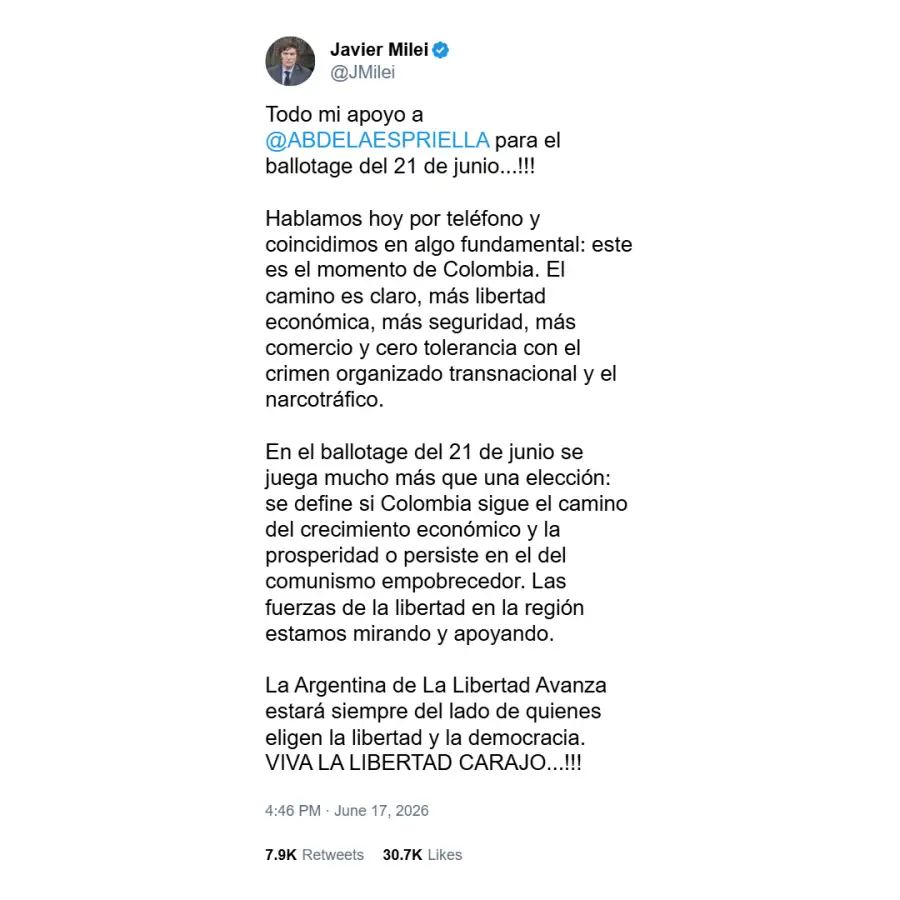 Javier Milei contra Gustavo Petro