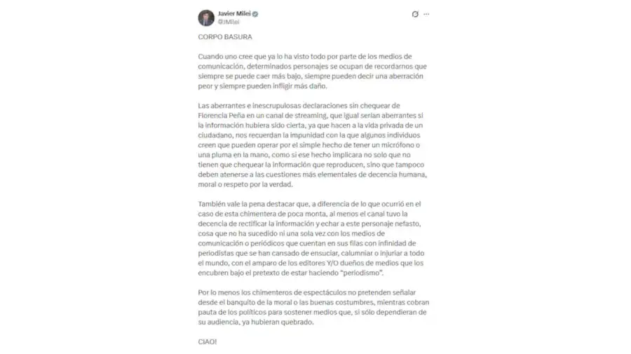 Javier Milei X 18062026