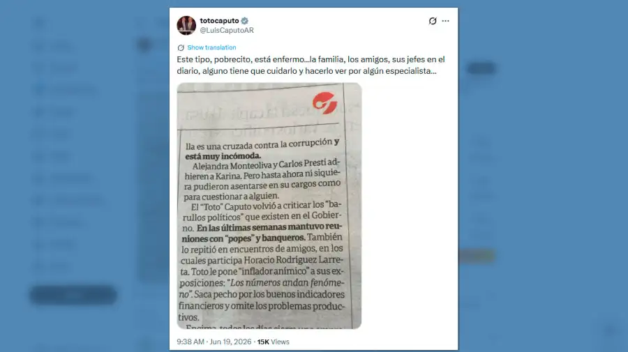 Posteo Luis Caputo 19062026
