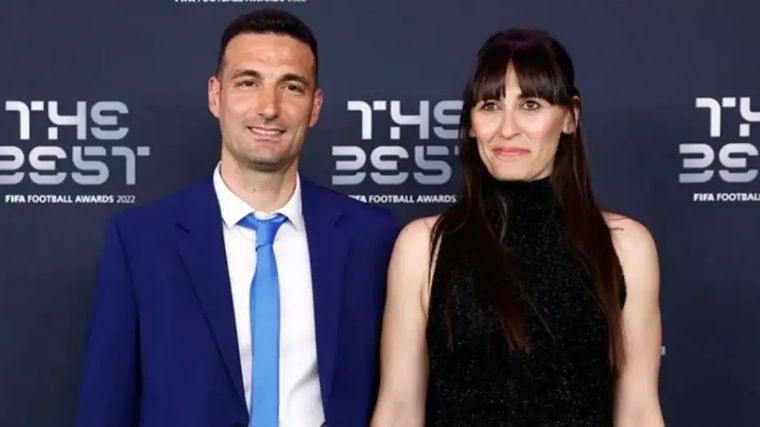 Lionel Scaloni y Elisa Montero