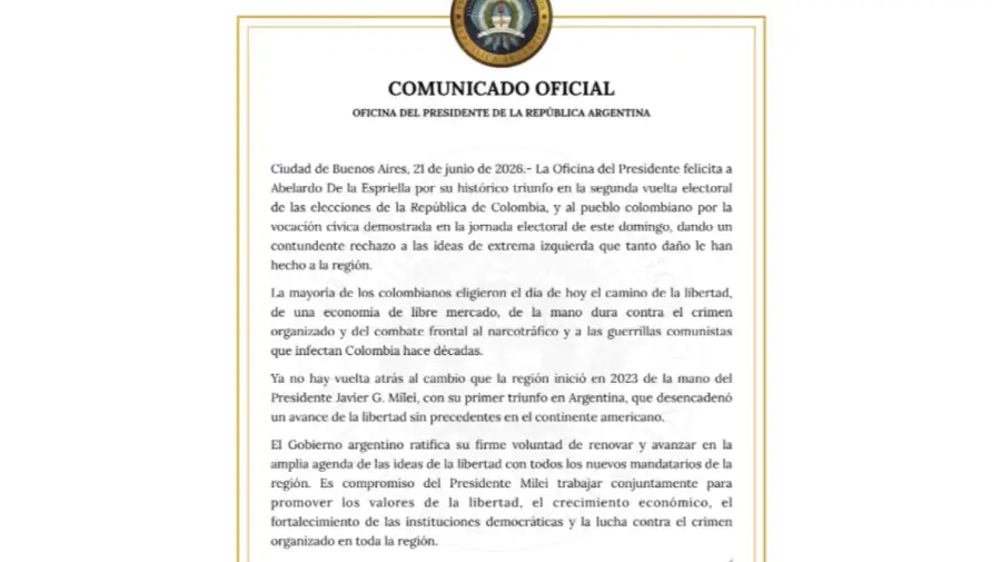 Milei y Casa Rosada en x