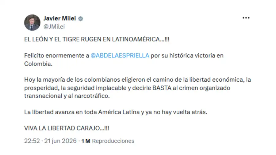 Milei y Casa Rosada en x