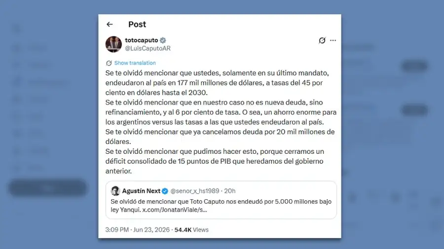 Posteo Luis Caputo 23062026