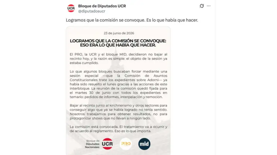 Bloque de Diputados UCR X 23062026