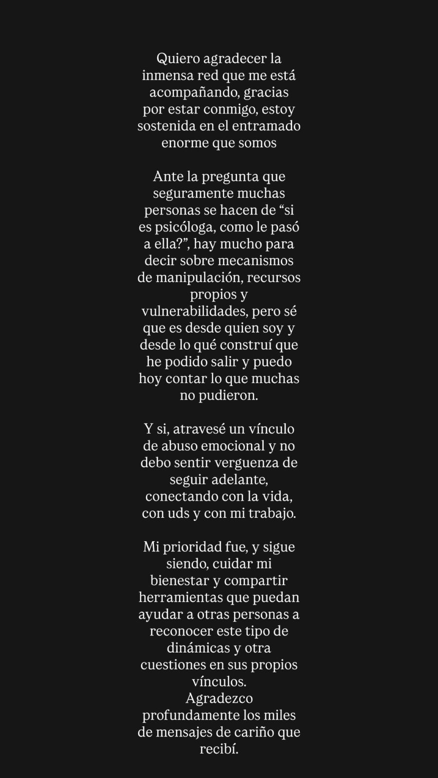 Cecilia Ce agradeció el apoyo