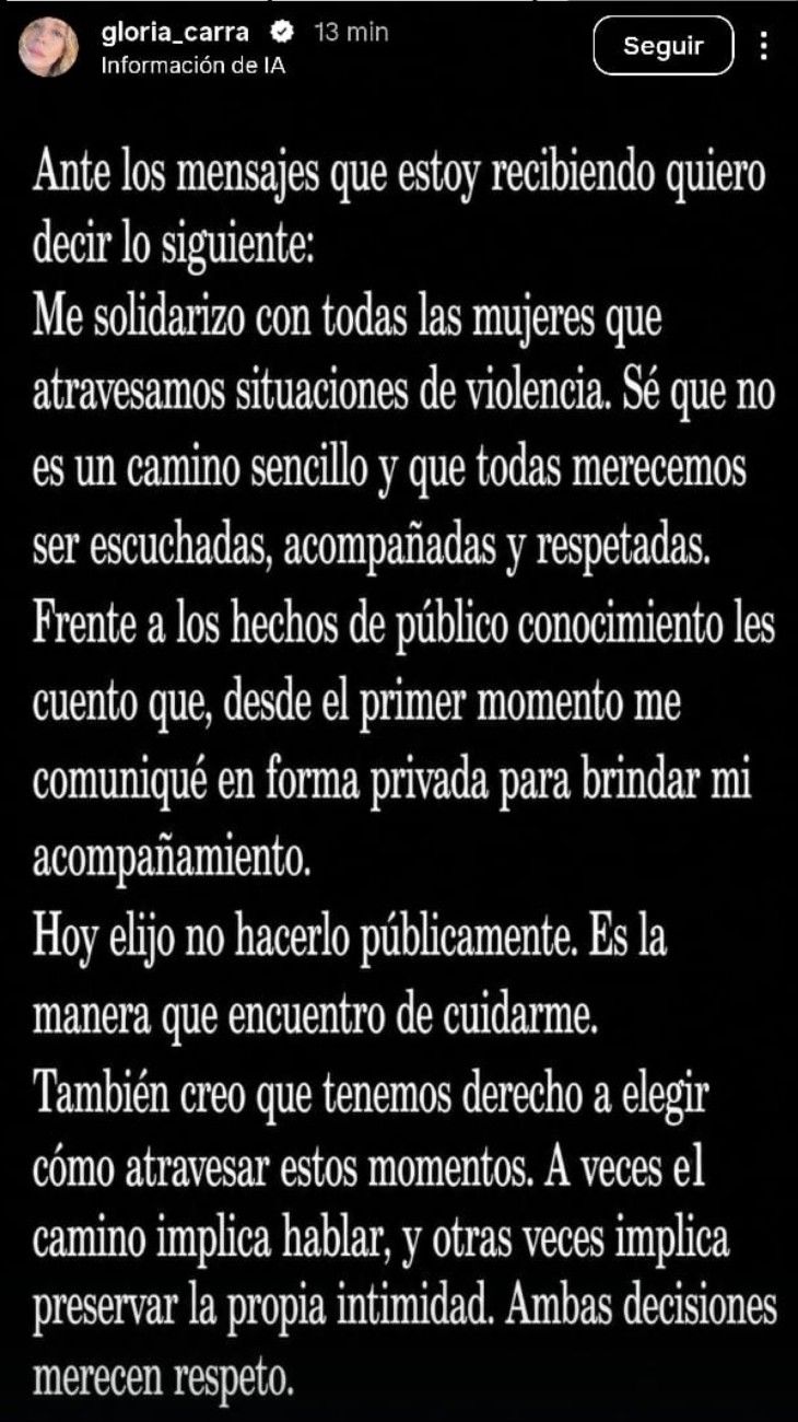 Gloria Carrá sobre Nacho Levy