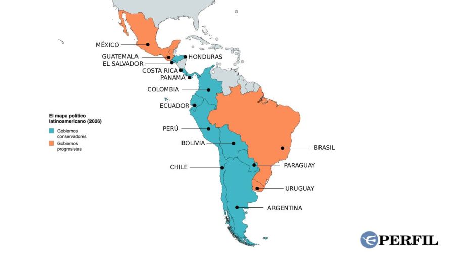 Mapa Gobiernos progresistas / conservadores
