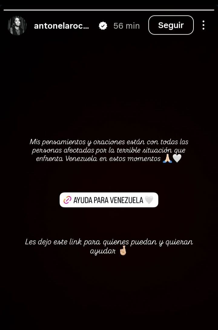 Mensaje de Antonela Rocuzzo