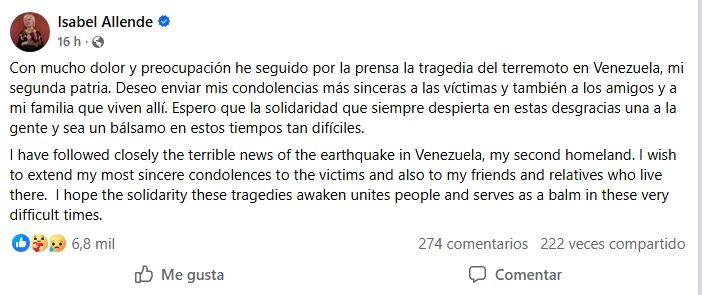 Mensaje de Isabel Allende