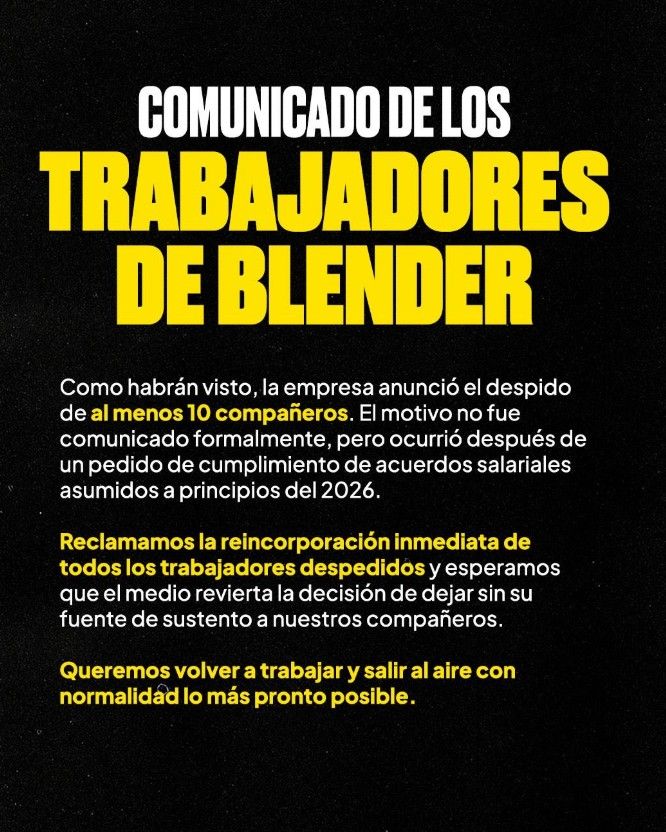 Comunicado de los trabajadores de BLENDER