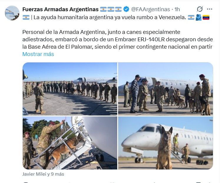 ayuda humanitaria argentina rumbo a Venezuela