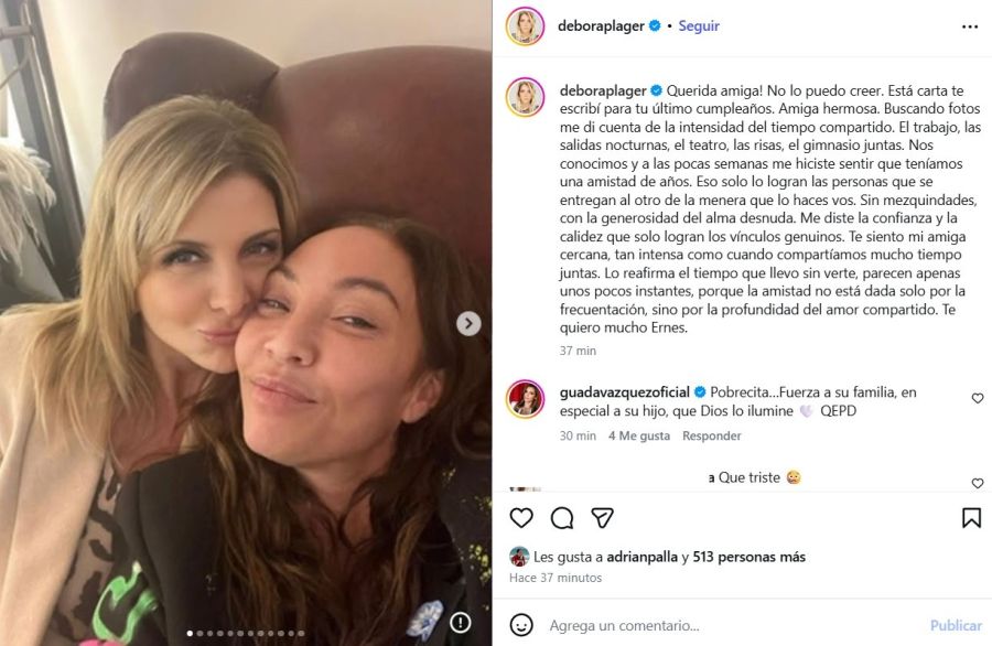 Mensaje de Debora Plager por la muerte de Ernestina Pais