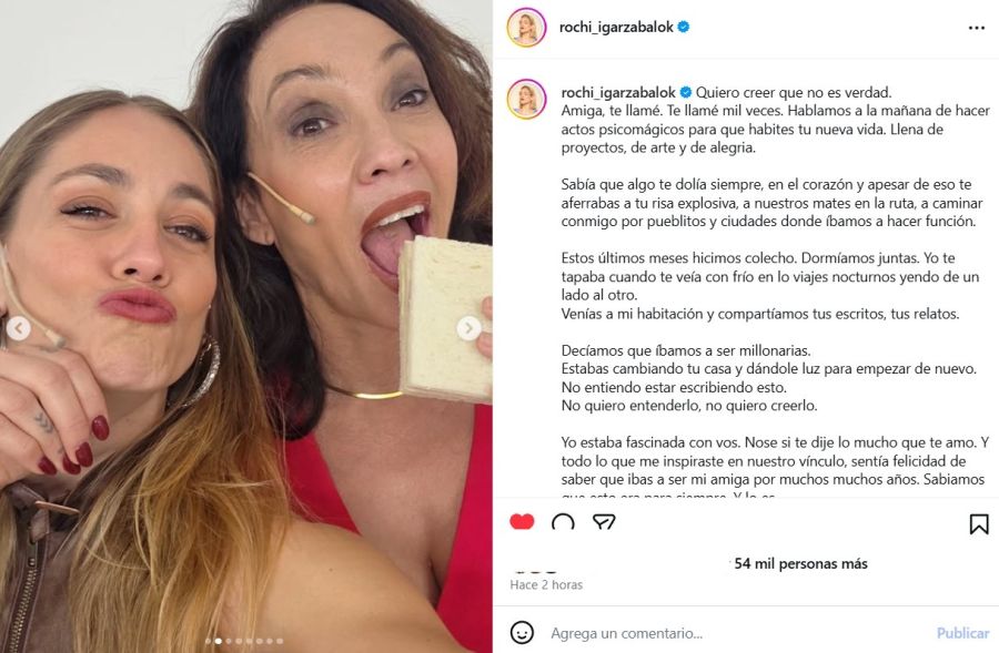 Mensaje de Rocío Igarzábal tras la muerte de Ernestina Pais