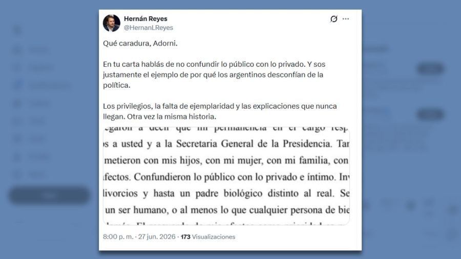 Repercusiones renuncia de Adorni 27062026