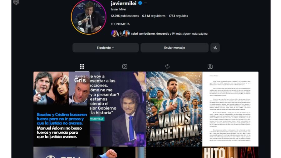 La cuenta de IG, con un reposteo de 