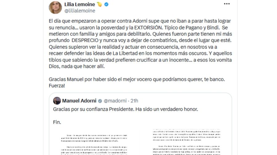 Lilia Lemoine apuntó contra Marcela Pagano