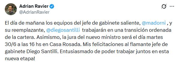 Ravier sobre anuncio de Santilli