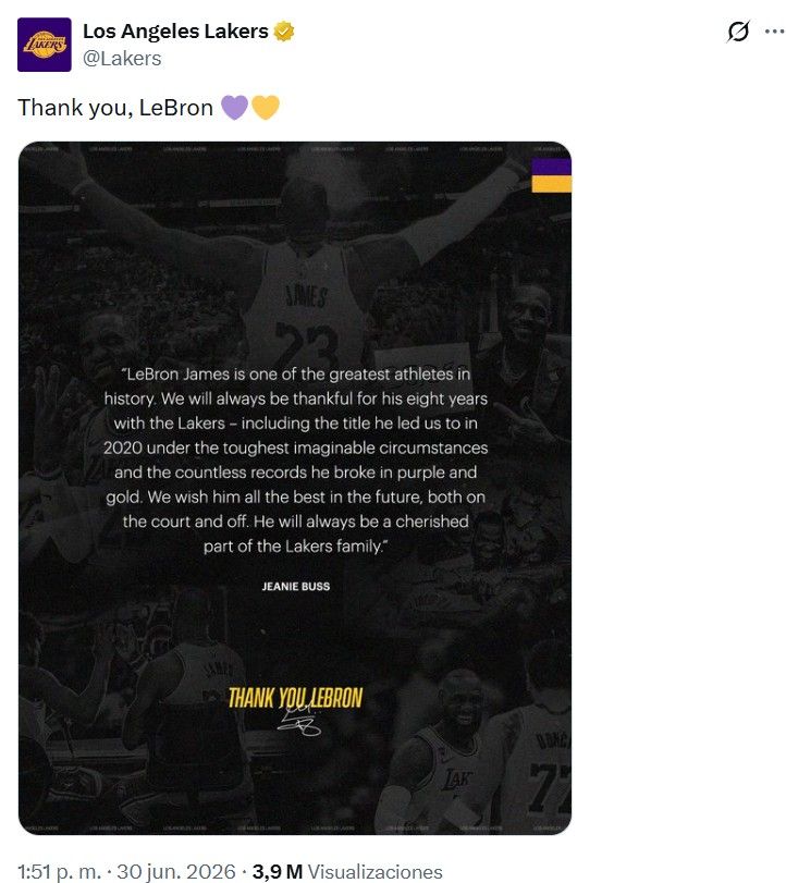Los Angeles Lakers despiden a LeBron James