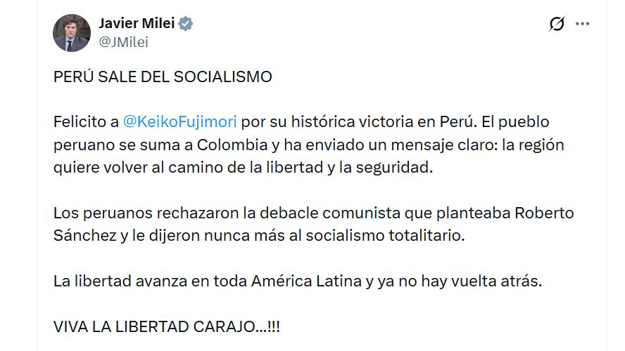 Tuit de Milei