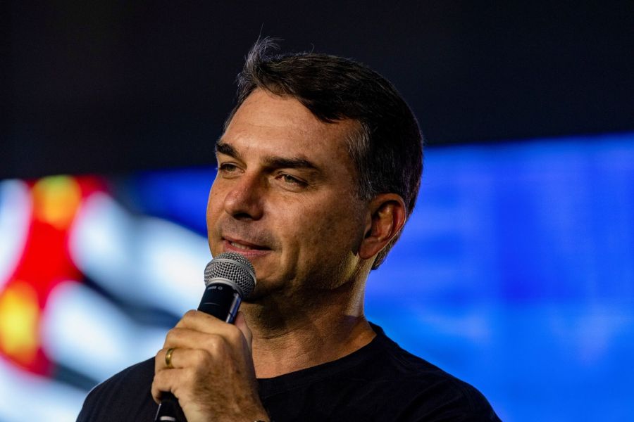Flavio Bolsonaro Attends Campaign Launch Event For Senate Candidate Guilherme Derrite