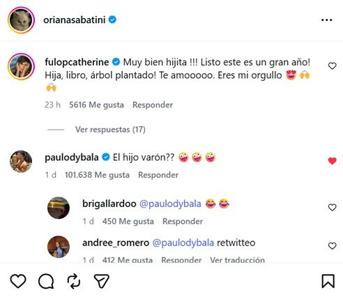 El pedido de Paulo Dybala a Oriana Sabatini