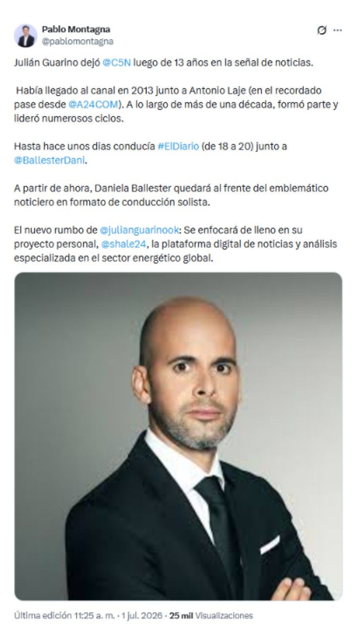 Julián Guarino dejó C5N