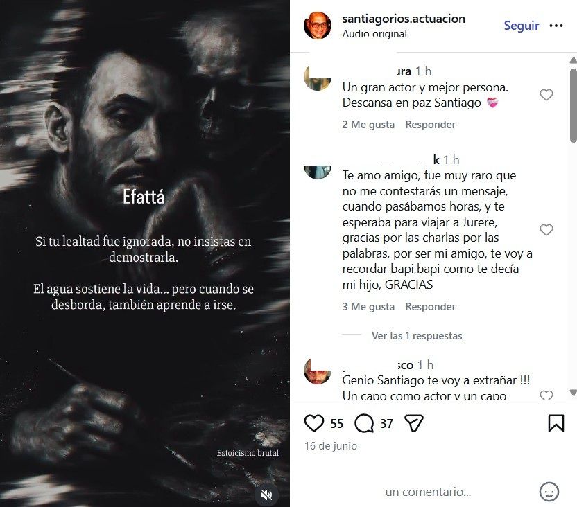 Ultimo posteo de Santiago Rios antes de morir